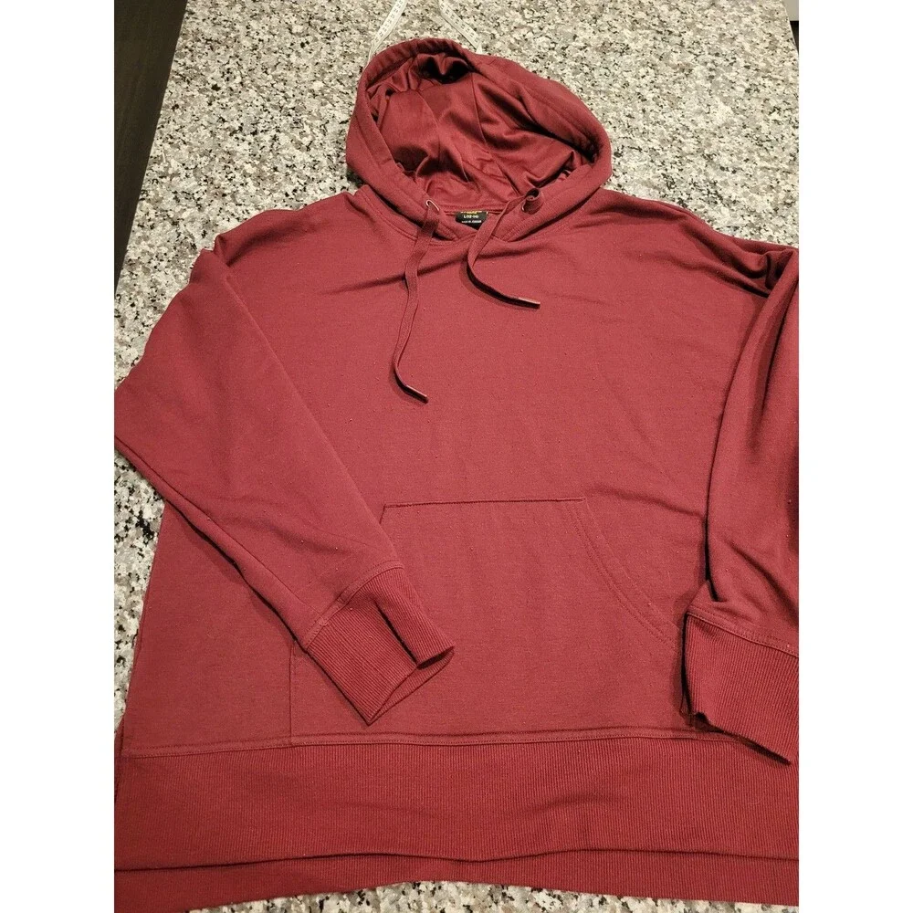 Athletic Works Hoodie Boys L 12-14 Burgundy Pullover‎ Hooded Pocket Sweatshirt